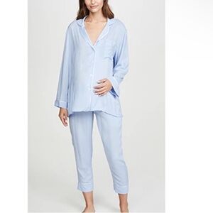 Hatch Maternity The Classic Blue Button Front Pajama Set